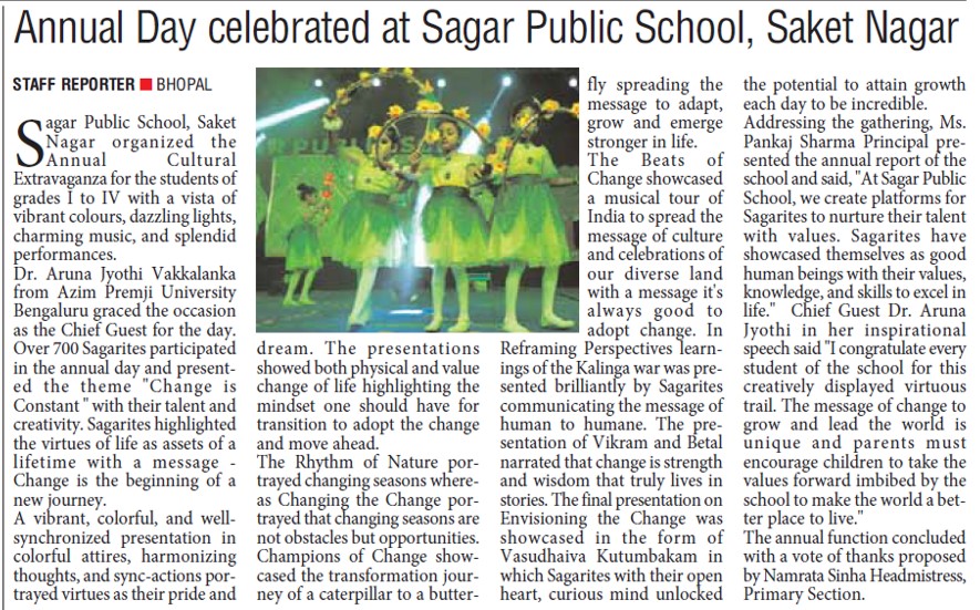 Change is Constant | Annual Function, 2023 | Classes I - IV | Sagar Public School Saket Nagar Bhopal*