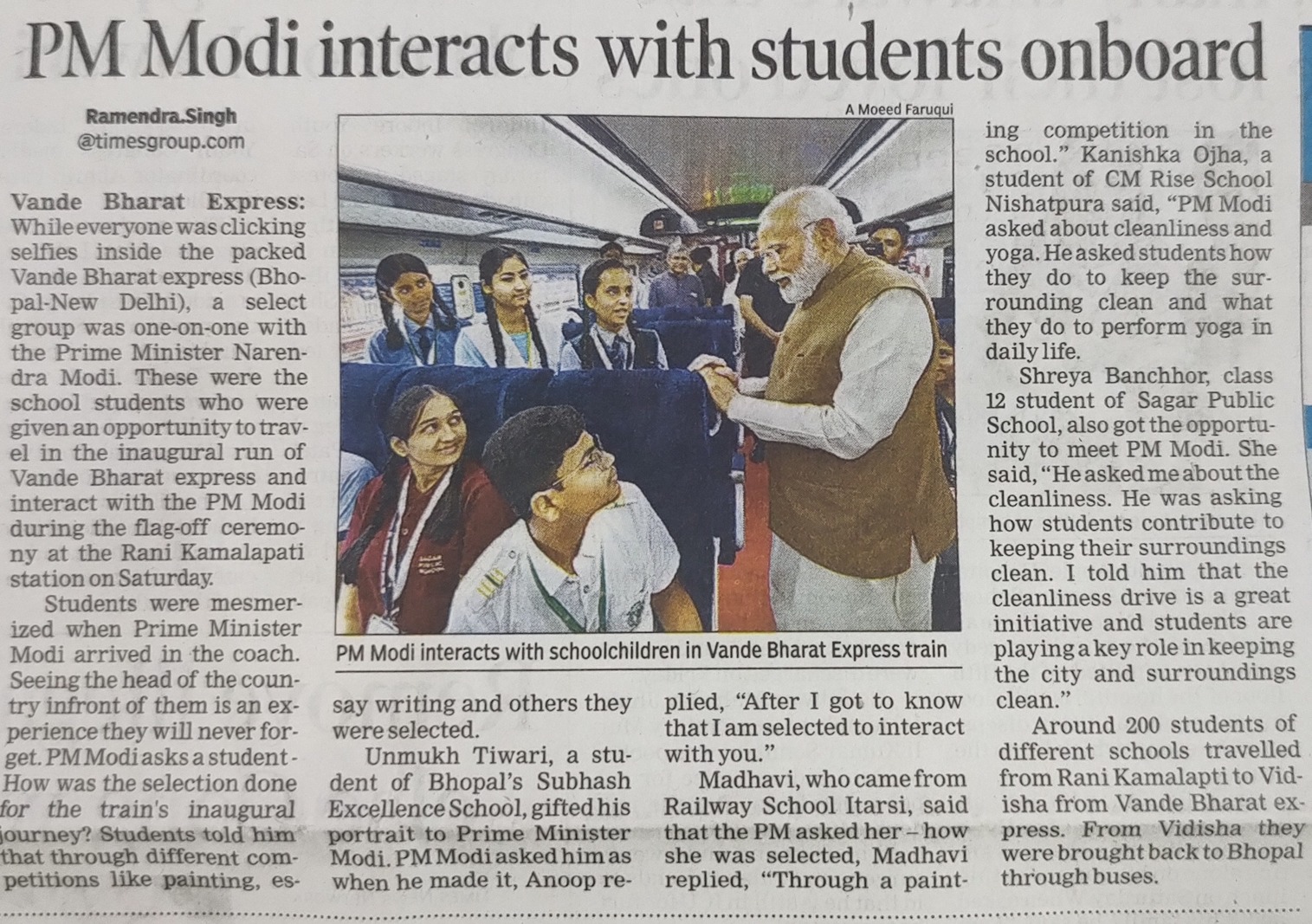 Sagarites @ SPS SN yet again leave a mark by getting selected to meet Hon'ble Prime Minister, Narendra Modi 